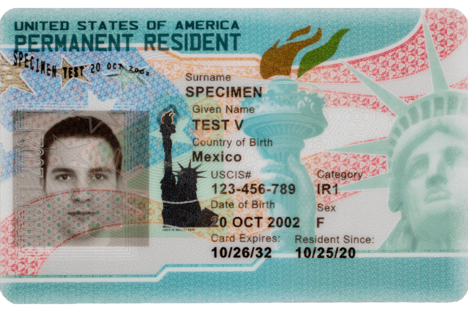 Bild von der Green Card mit neuem Design