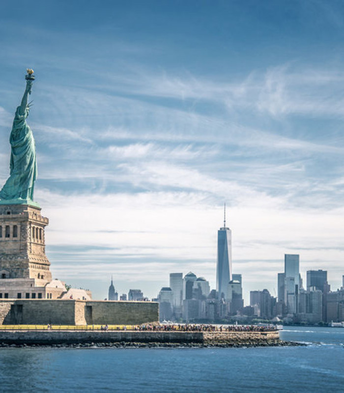 Bild von der Freiheitsstatue und New York Skyline